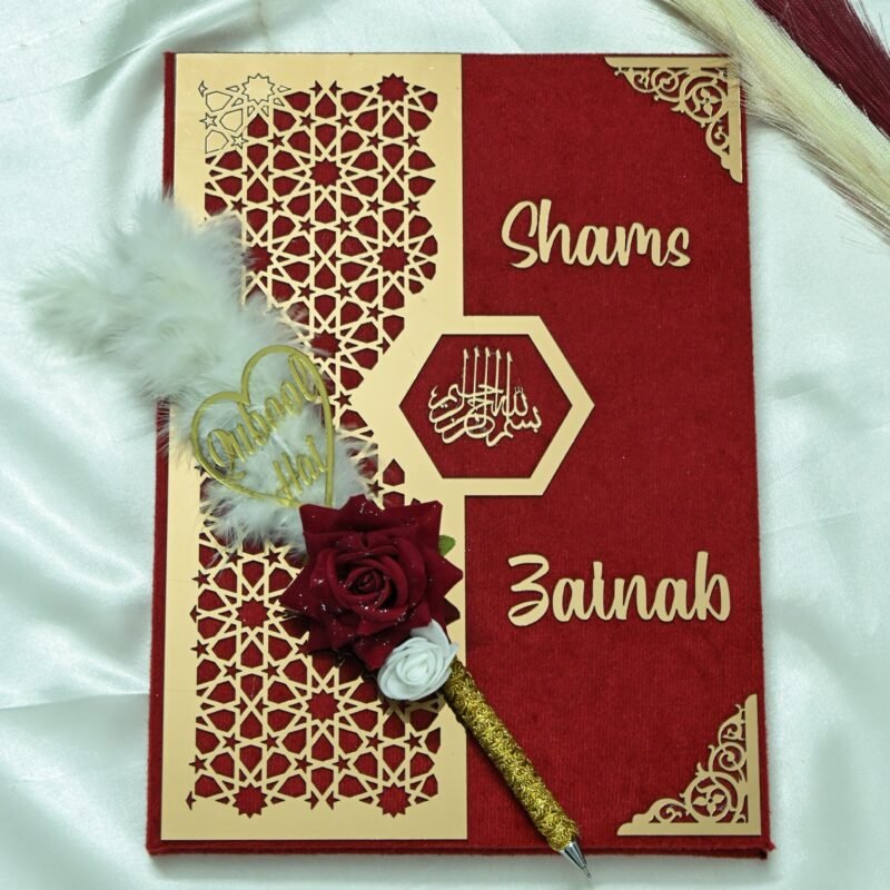 Star Design Nikah Nama Red,Navy Blue